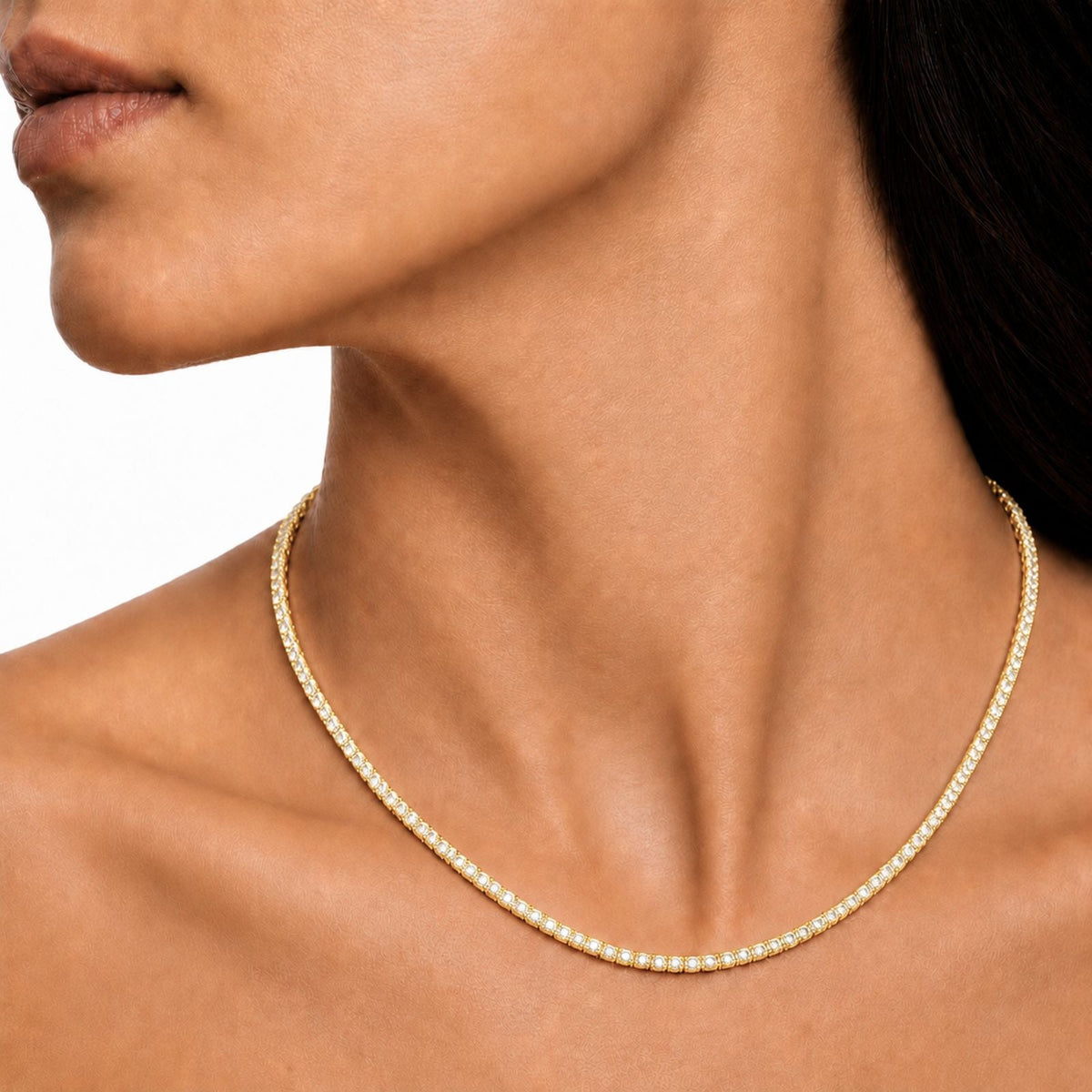 7 ct. T.W. Lab-Grown Diamond Round Tennis Necklace in Sterling Silver or 14K Gold over Silver