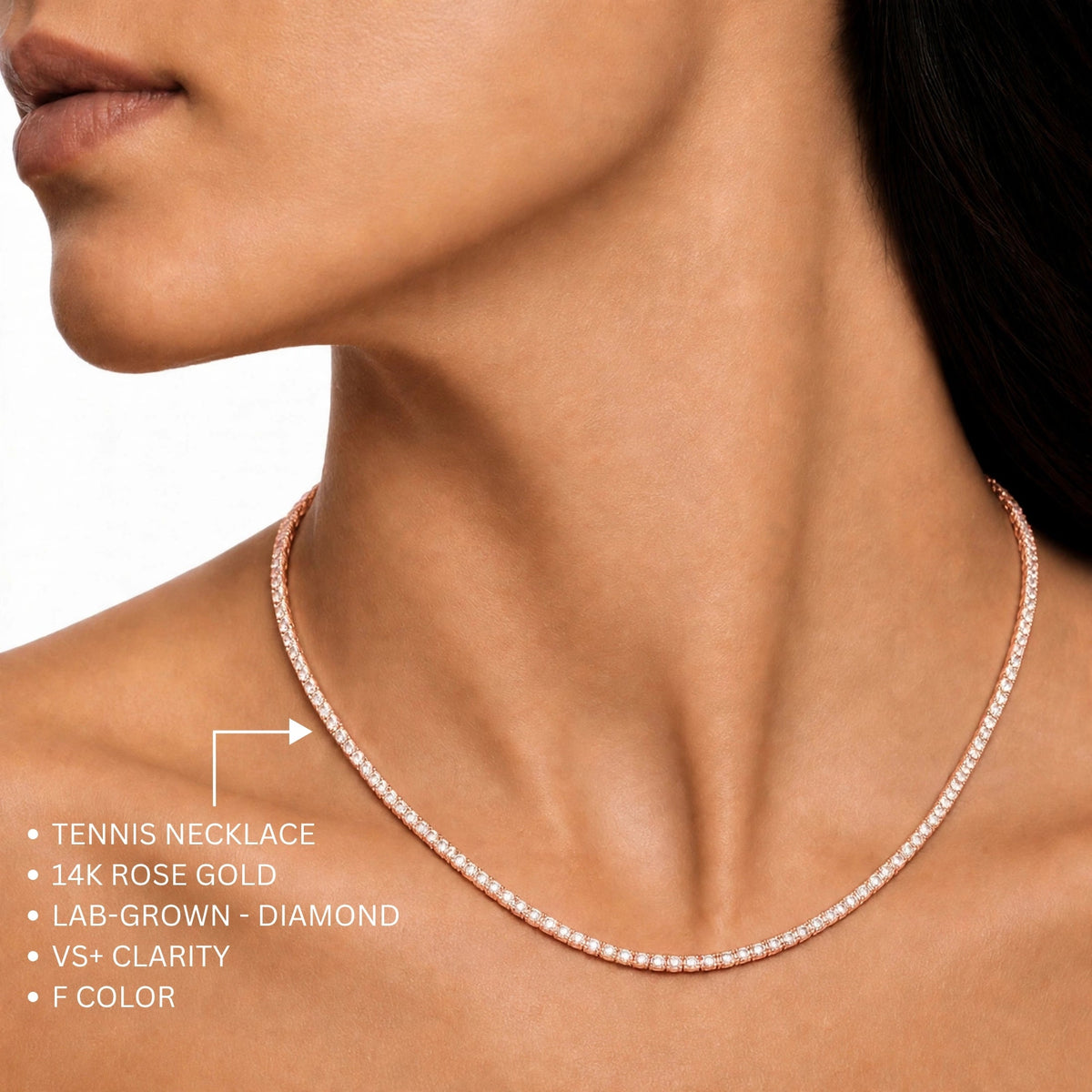 Lab-Grown Diamond Round Tennis Necklace in 14K White Gold or 14K Yellow Gold