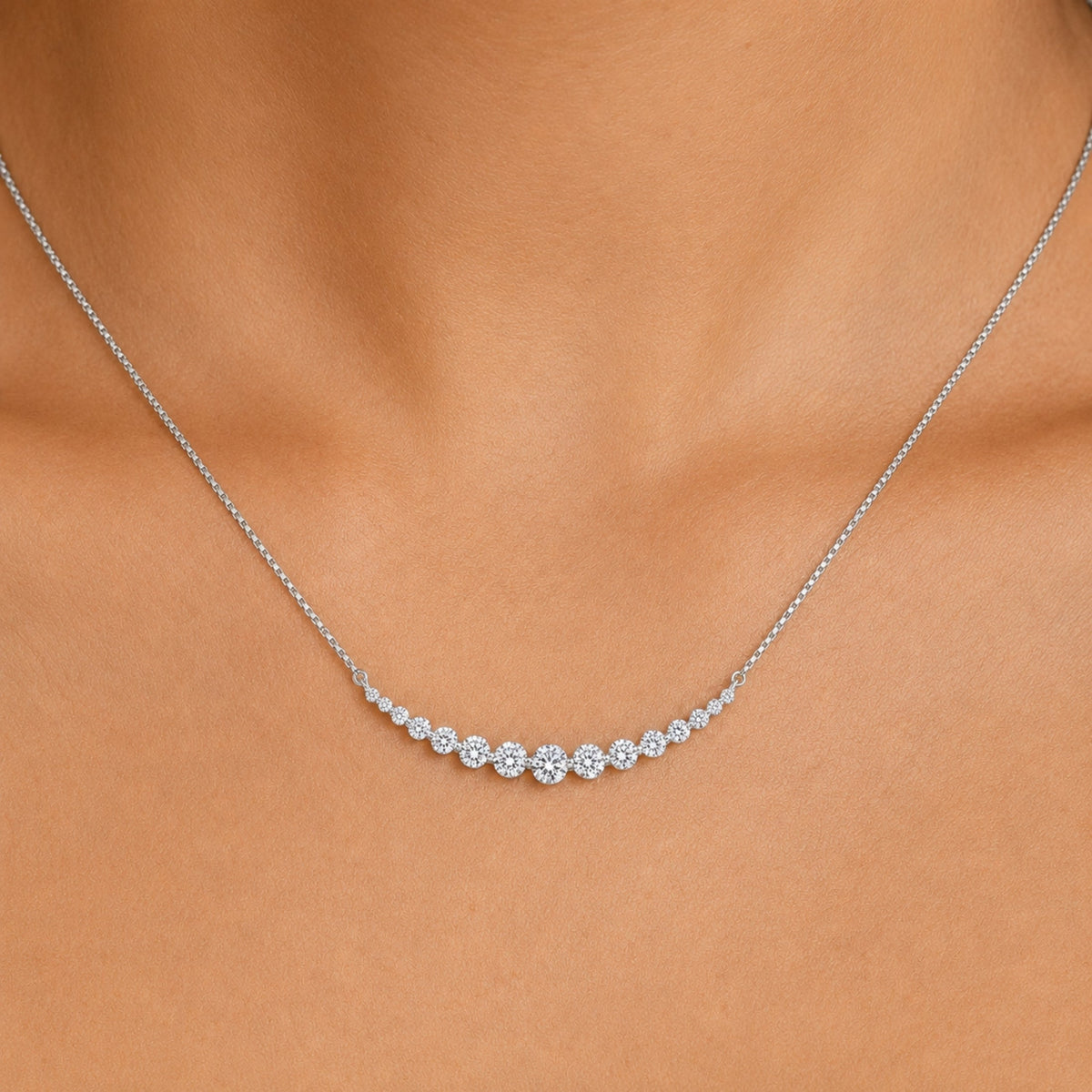 2 ct. T.W. Lab-Grown Diamond Round Smile Necklace in Sterling Silver or 14K Gold over Silver