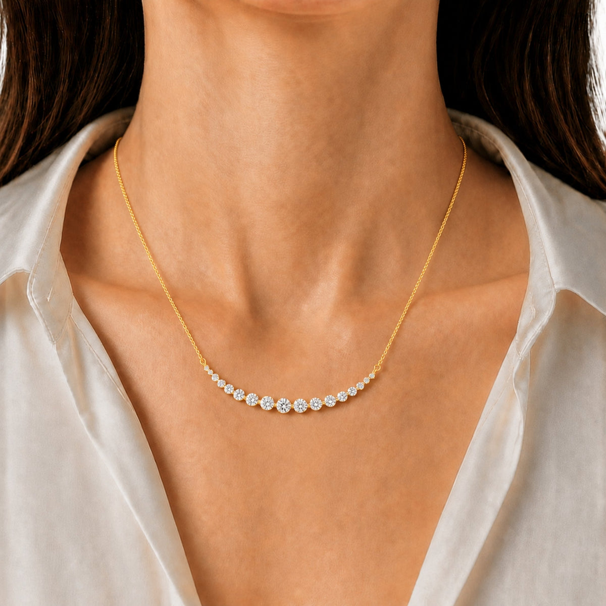 2 ct. T.W. Lab-Grown Diamond Round Smile Necklace in Sterling Silver or 14K Gold over Silver
