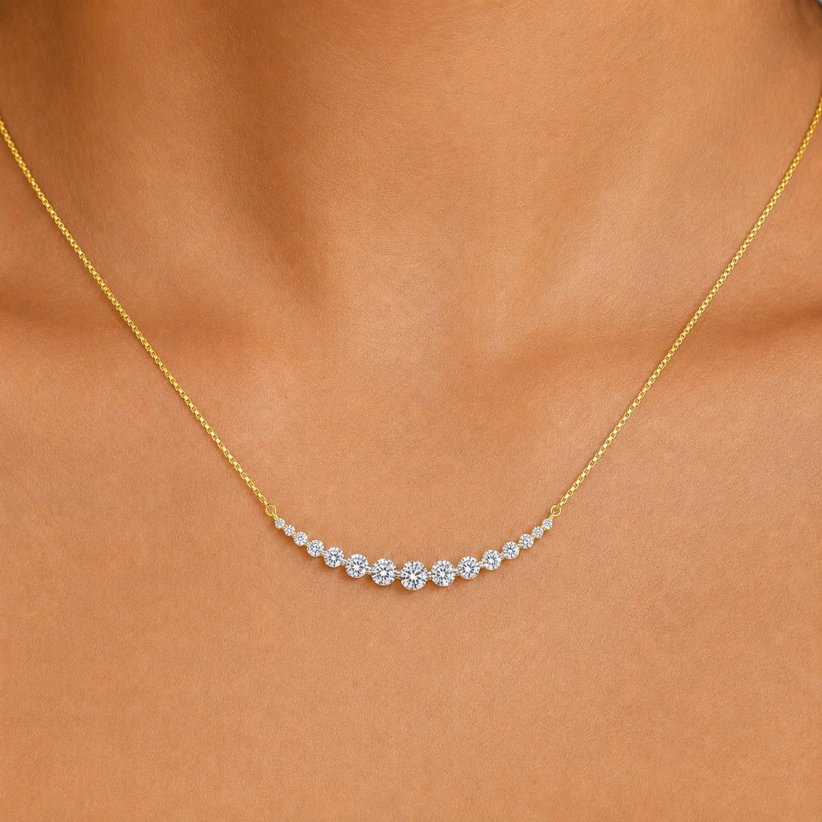 2 ct. T.W. Lab-Grown Diamond Round Smile Necklace in Sterling Silver or 14K Gold over Silver
