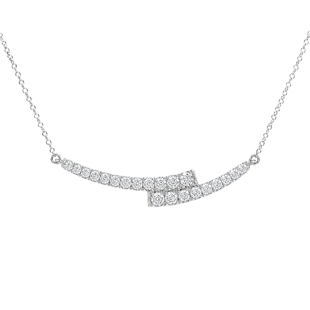 1 ct. T.W. Lab-Grown Diamond Round Smile Necklace in Sterling Silver or 14K Gold over Silver