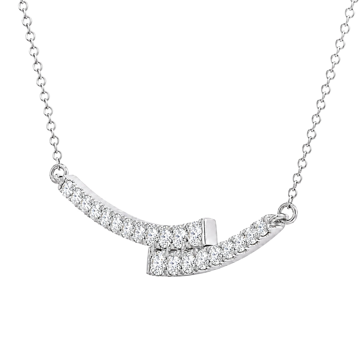 1 ct. T.W. Lab-Grown Diamond Round Smile Necklace in Sterling Silver or 14K Gold over Silver