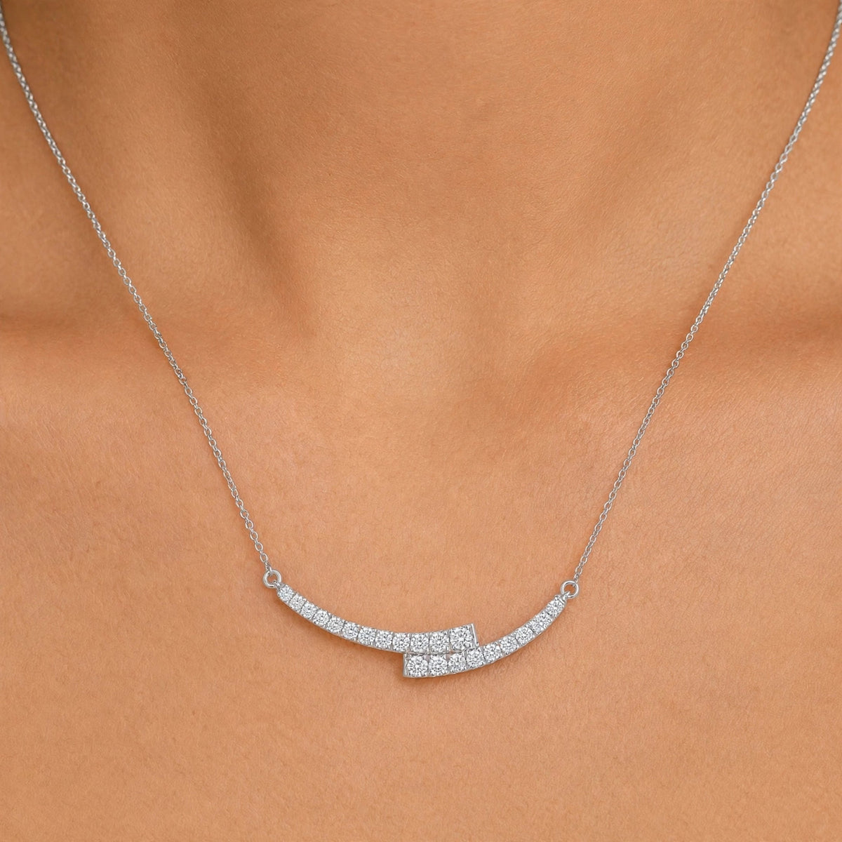 1 ct. T.W. Lab-Grown Diamond Round Smile Necklace in Sterling Silver or 14K Gold over Silver