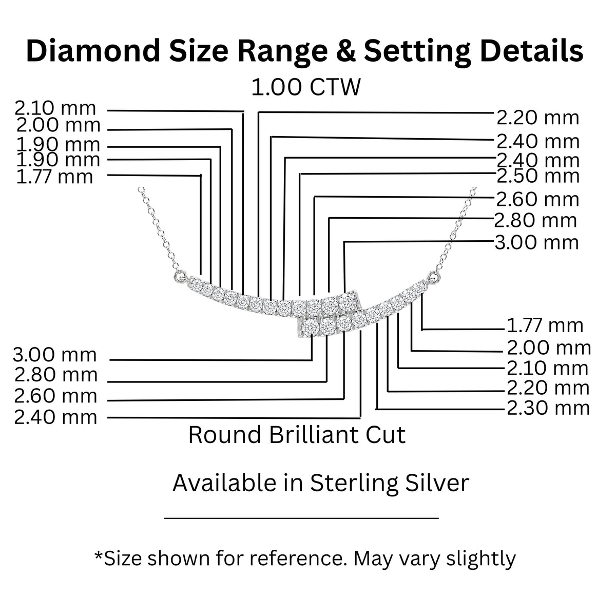 1 ct. T.W. Lab-Grown Diamond Round Smile Necklace in Sterling Silver or 14K Gold over Silver