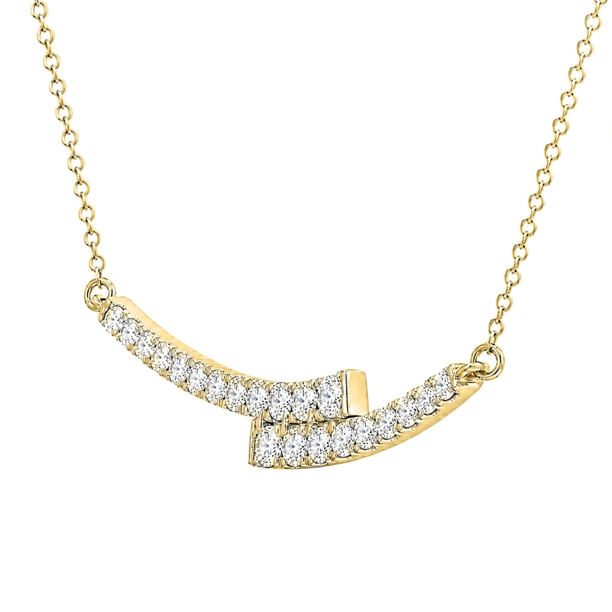 1 ct. T.W. Lab-Grown Diamond Round Smile Necklace in Sterling Silver or 14K Gold over Silver