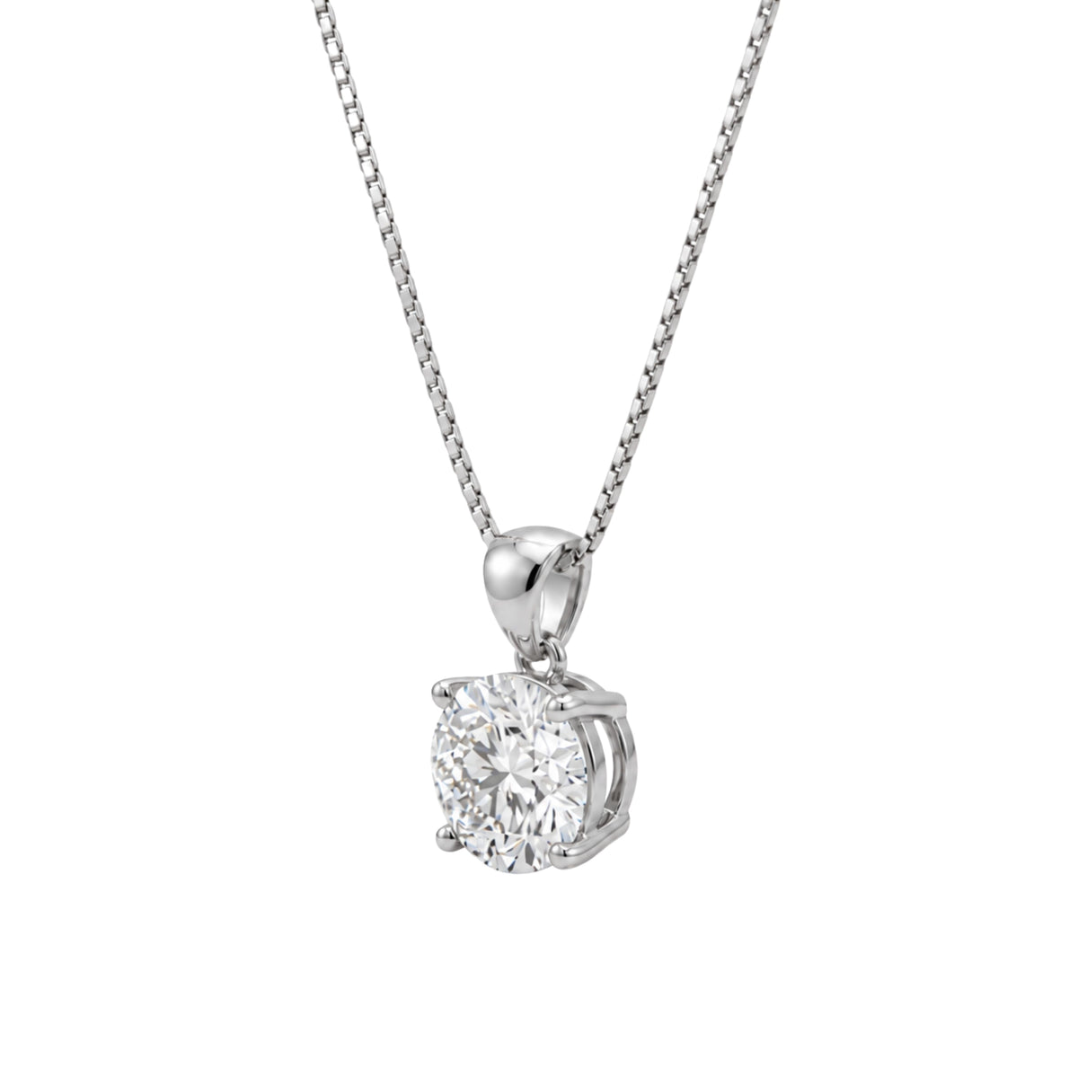 Lab-Grown Diamond Round Solitaire Pendant Necklace in 14K White Gold or 14K Yellow Gold