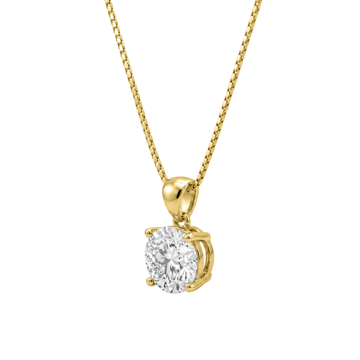 Lab-Grown Diamond Round Solitaire Pendant Necklace in 14K White Gold or 14K Yellow Gold