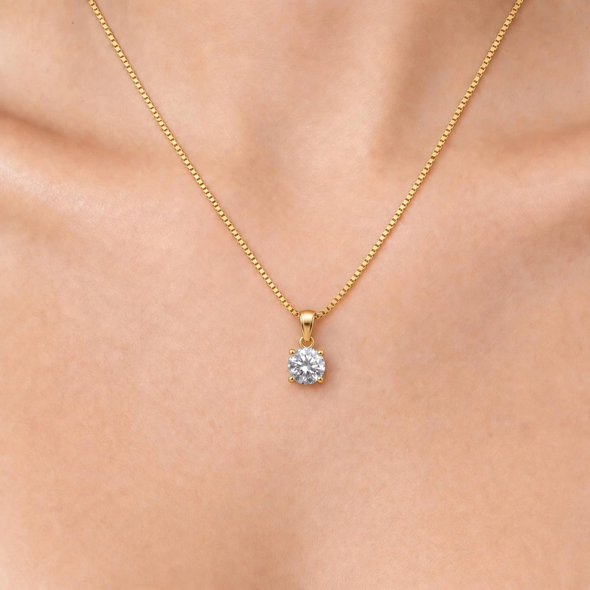 Lab-Grown Diamond Round Solitaire Pendant Necklace in 14K White Gold or 14K Yellow Gold