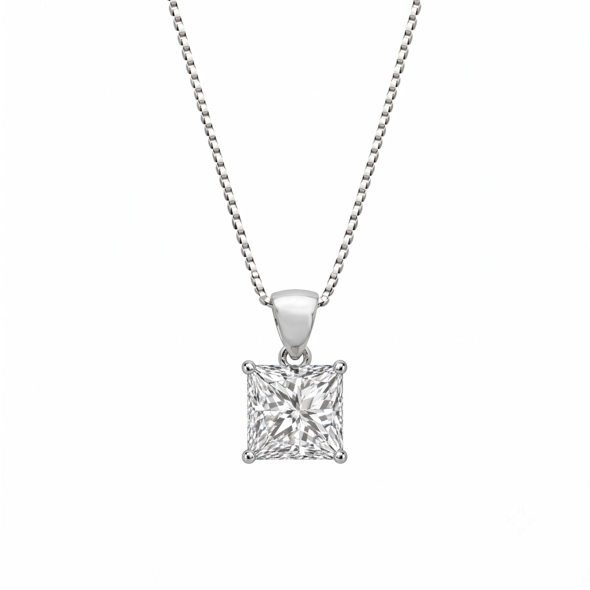 Lab-Grown Diamond Princess Solitaire Pendant Necklace in 14K White Gold or 14K Yellow Gold