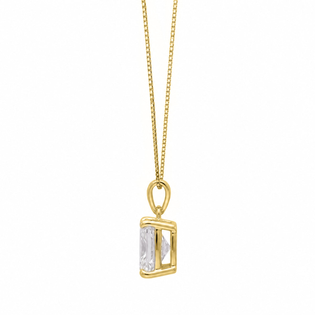 Lab-Grown Diamond Princess Solitaire Pendant Necklace in 14K White Gold or 14K Yellow Gold