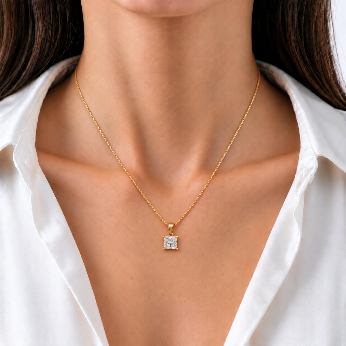 Lab-Grown Diamond Solitaire Pendant Necklace in 14K White Gold or 14K Yellow Gold