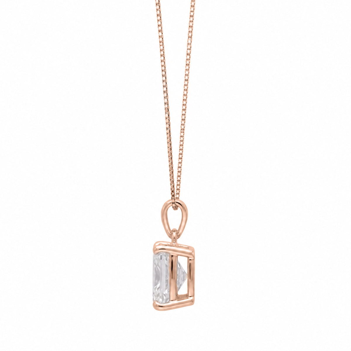 Lab-Grown Diamond Princess Solitaire Pendant Necklace in 14K White Gold or 14K Yellow Gold