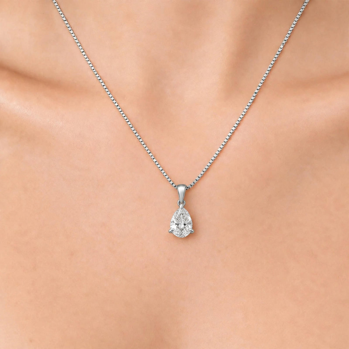 Lab-Grown Diamond Pear Solitaire Pendant Necklace in 14K White Gold or 14K Yellow Gold