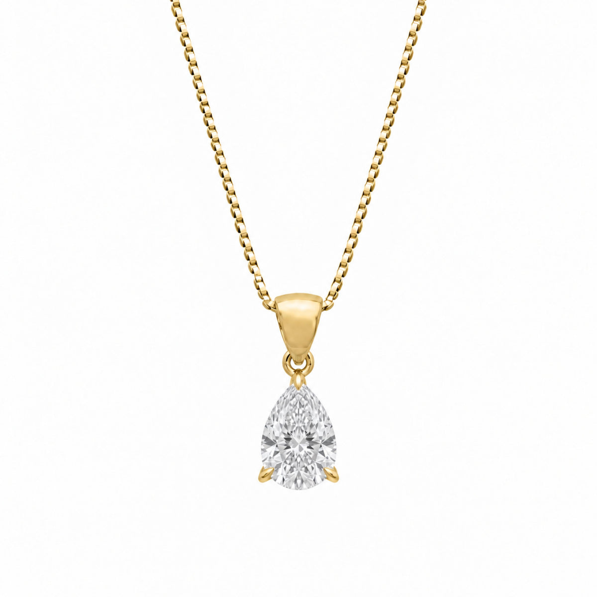 Lab-Grown Diamond Pear Solitaire Pendant Necklace in 14K White Gold or 14K Yellow Gold
