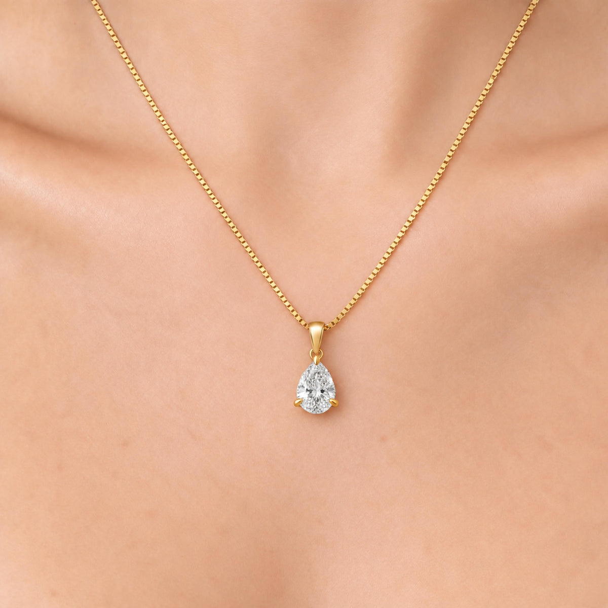 Lab-Grown Diamond Pear Solitaire Pendant Necklace in 14K White Gold or 14K Yellow Gold