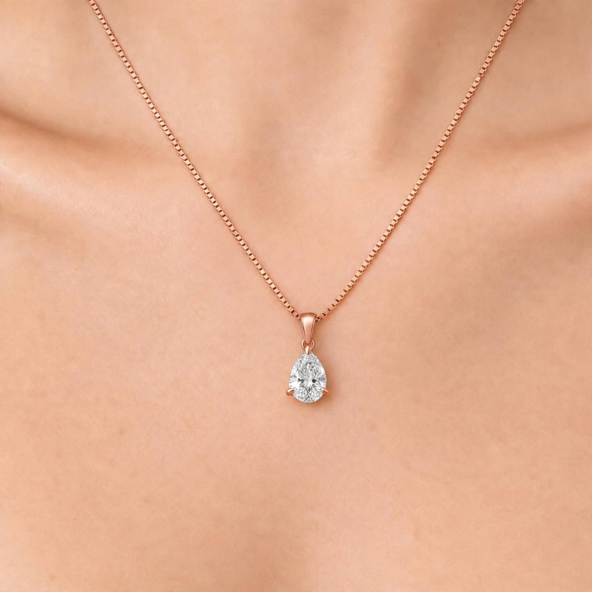 Lab-Grown Diamond Pear Solitaire Pendant Necklace in 14K White Gold or 14K Yellow Gold