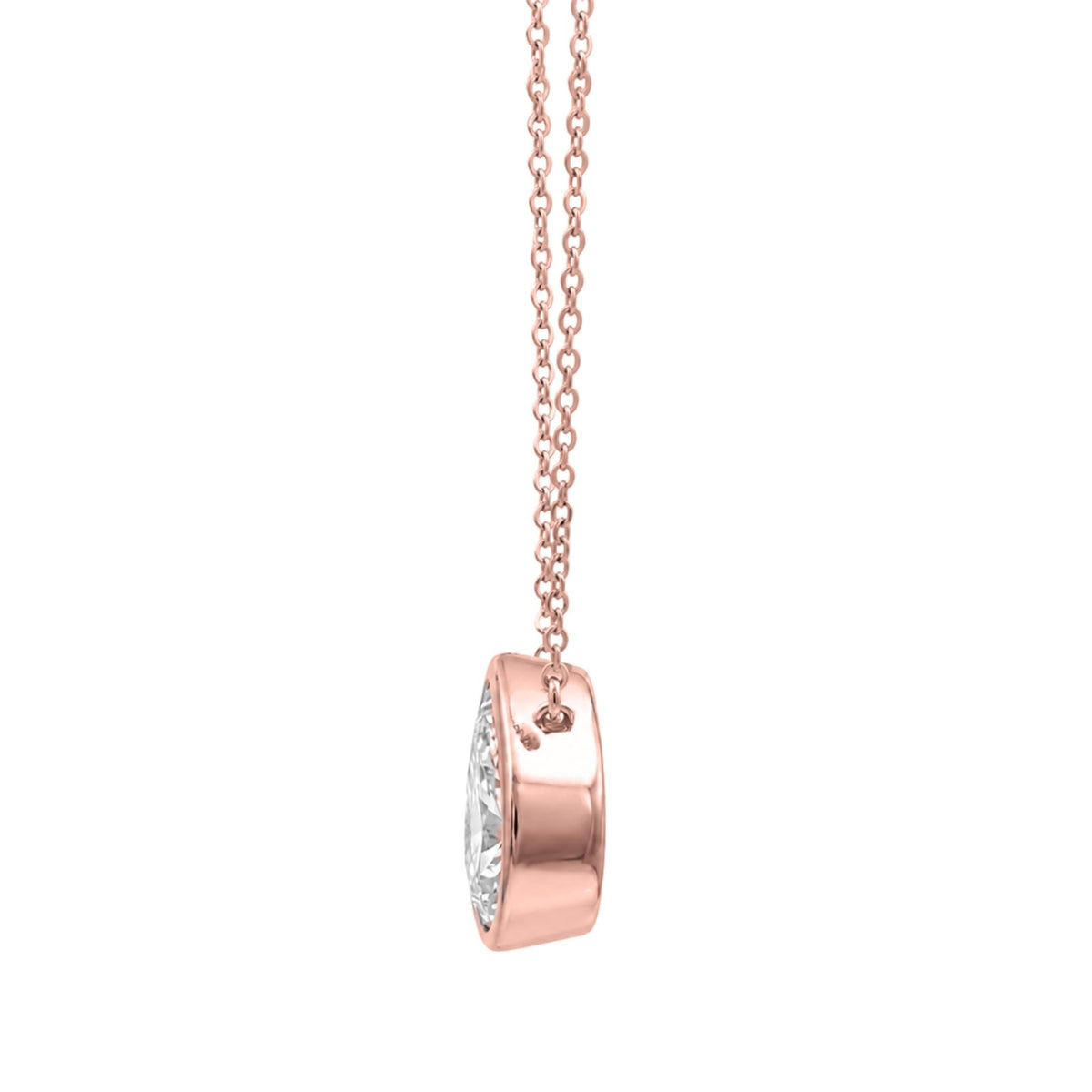 Lab-Grown Diamond Pear Solitaire Bezel Pendant Necklace in 14K White Gold or 14K Yellow Gold