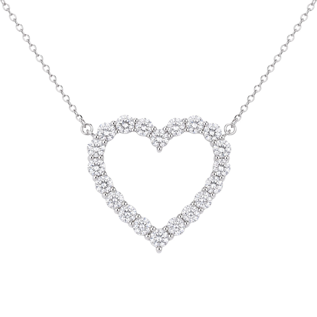 2 ct. T.W. Lab-Grown Diamond Round Heart Pendant Necklace in Sterling Silver or 14K Gold over Silver