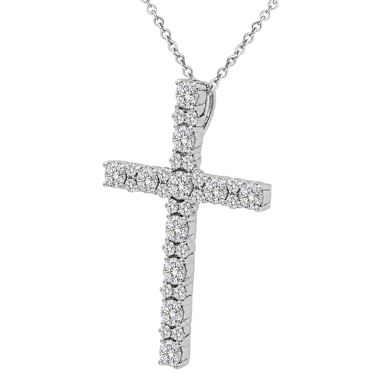 2 ct. T.W. Lab-Grown Diamond Round Cross Pendant Necklace in Sterling Silver or 14K Gold over Silver