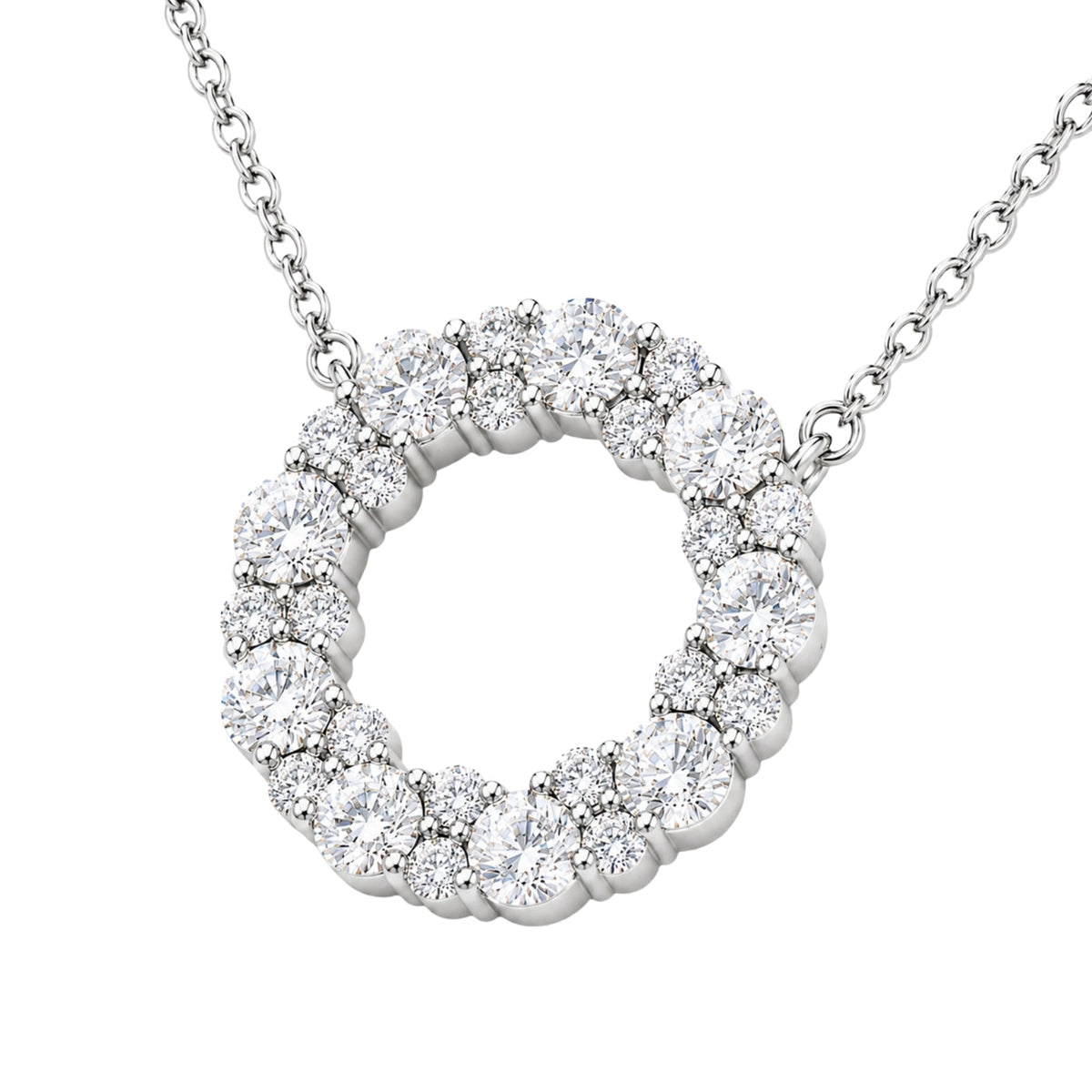 2 ct. T.W. Lab-Grown Diamond Round Pendant Necklace in Sterling Silver or 14K Gold over Silver