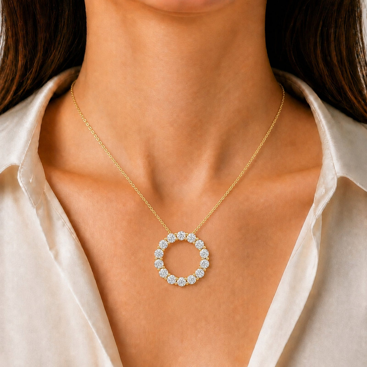 1 ct. T.W. Lab-Grown Diamond Round Pendant Necklace in Sterling Silver or 14K Gold over Silver