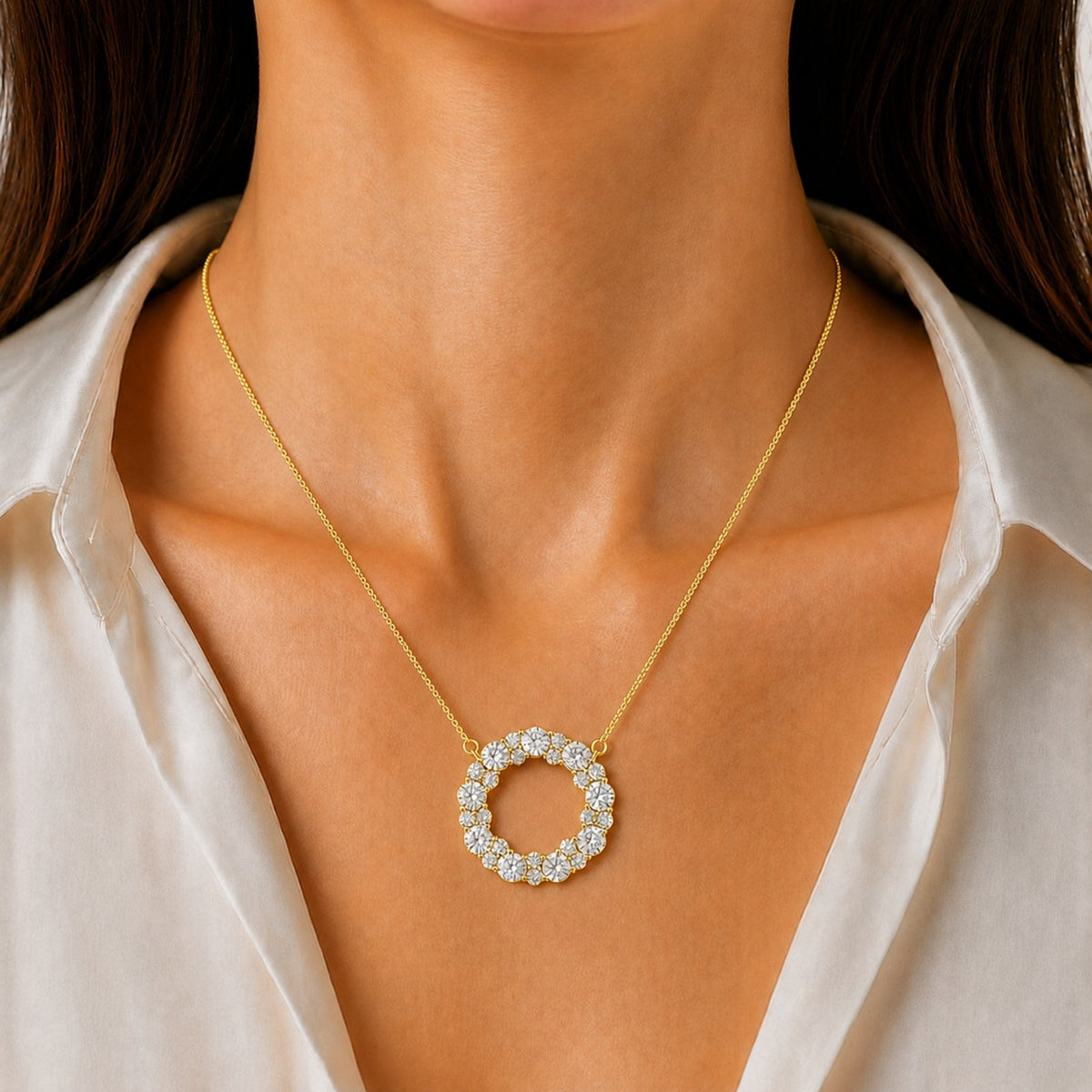 2 ct. T.W. Lab-Grown Diamond Round Pendant Necklace in Sterling Silver or 14K Gold over Silver
