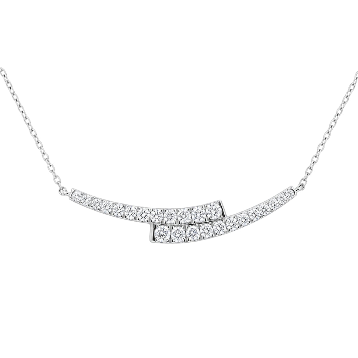 2 ct. T.W. Lab-Grown Diamond Round Smile Necklace in Sterling Silver or 14K Gold over Silver