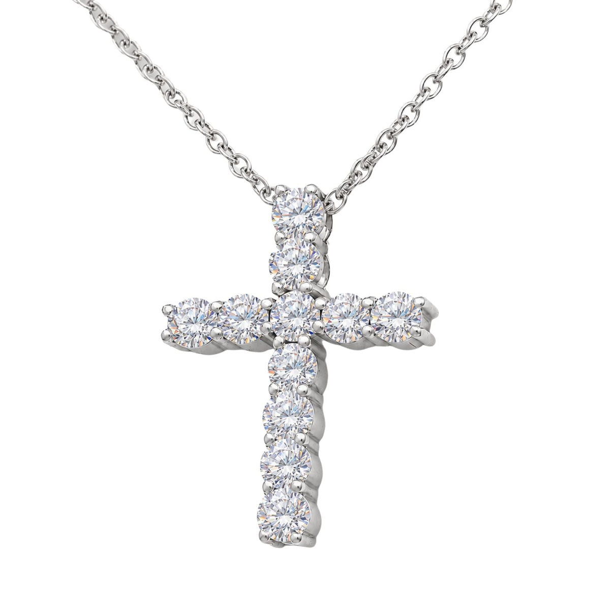 1 ct. T.W. Lab-Grown Diamond Round Cross Pendant Necklace in Sterling Silver or 14K Gold over Silver