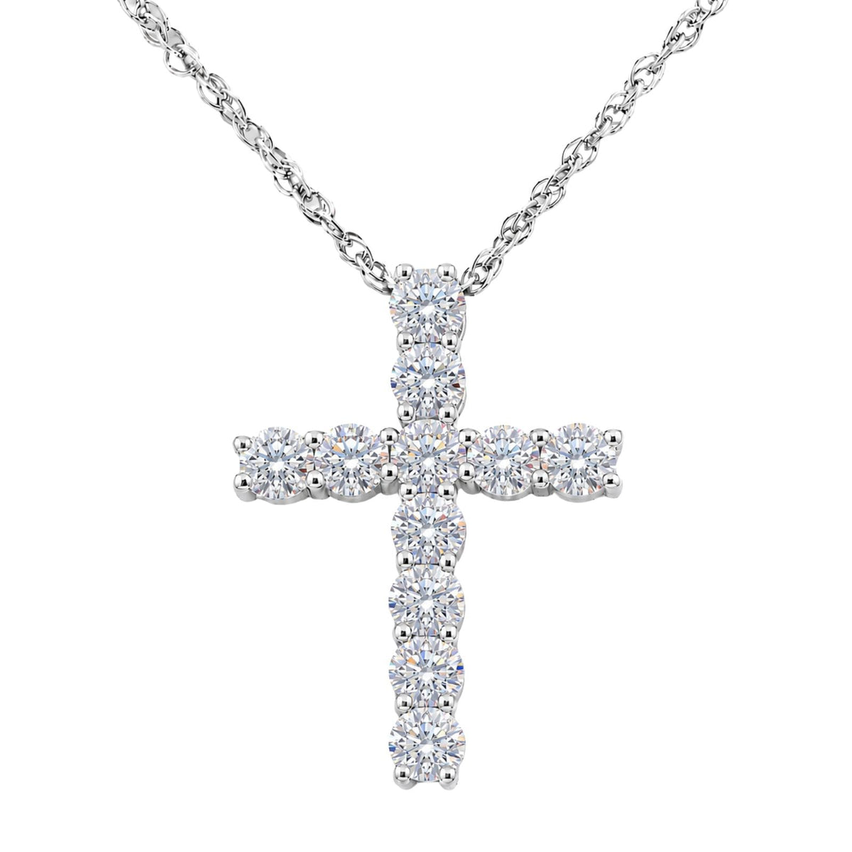 2 ct. T.W. Lab-Grown Diamond Round Cross Pendant Necklace in Sterling Silver or 14K Gold over Silver