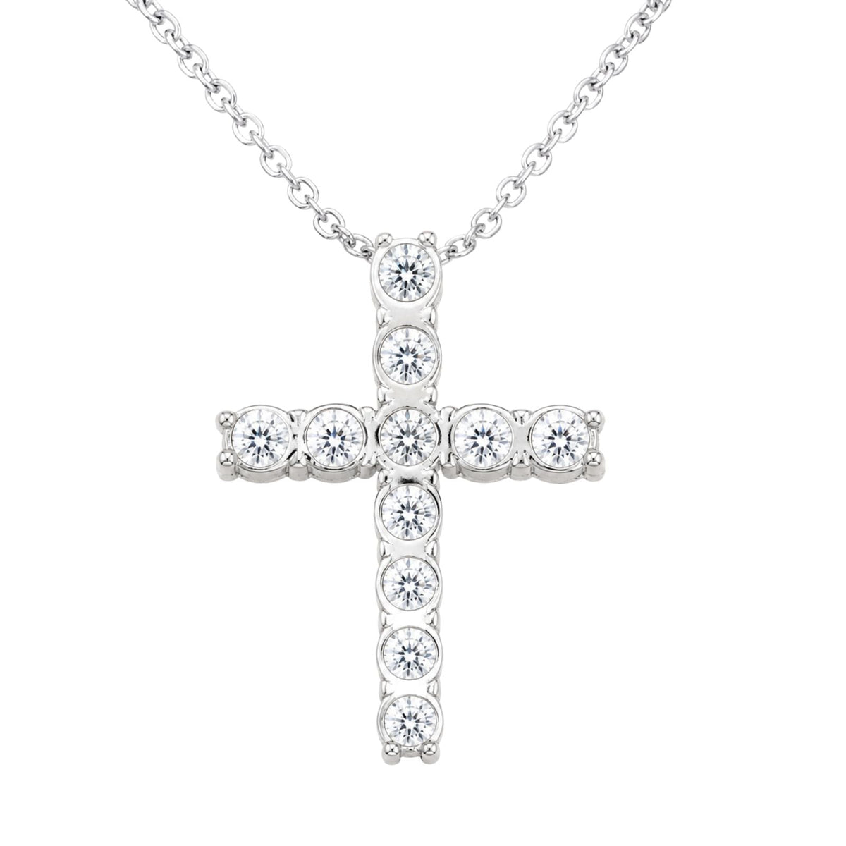 2 ct. T.W. Lab-Grown Diamond Round Cross Pendant Necklace in Sterling Silver or 14K Gold over Silver