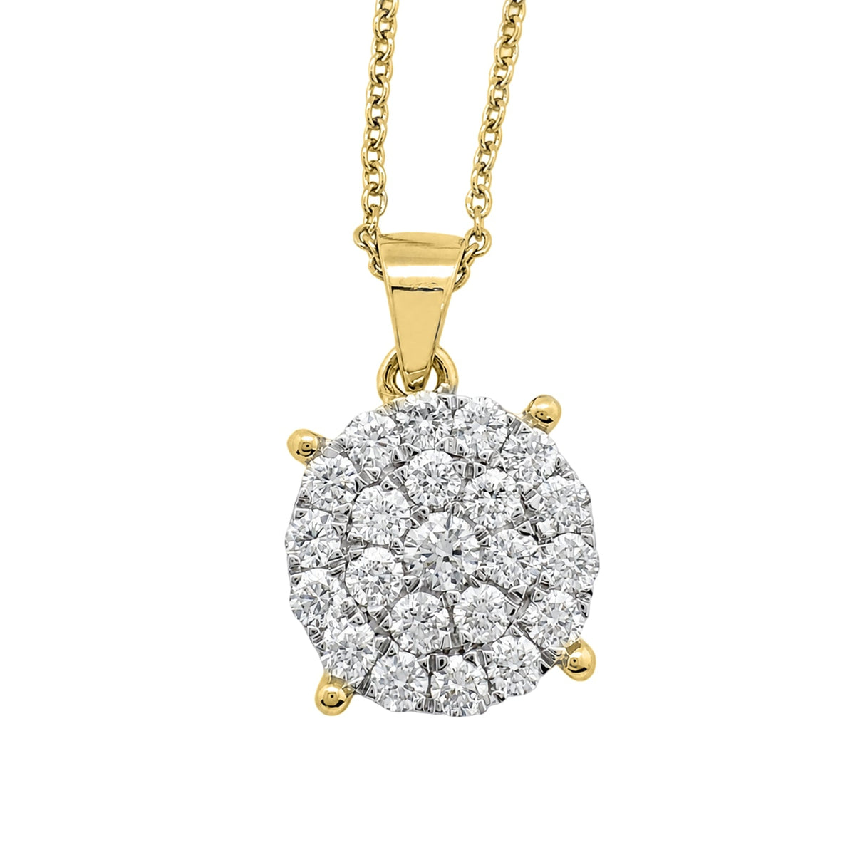 1 ct. T.W. Lab-Grown Diamond Round Cluster Pendant Necklace in Sterling Silver or 14K Gold over Silver