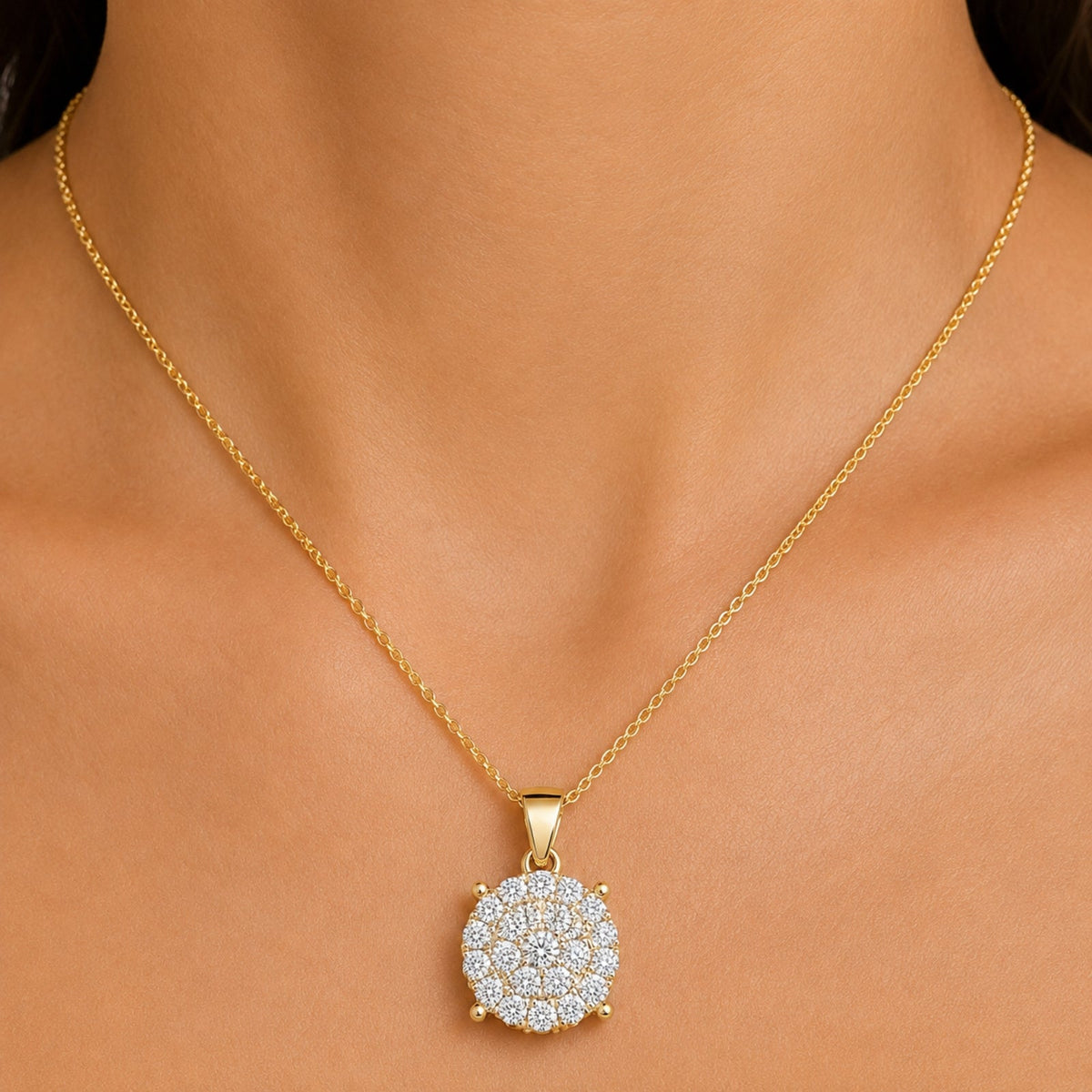 1 ct. T.W. Lab-Grown Diamond Round Cluster Pendant Necklace in Sterling Silver or 14K Gold over Silver