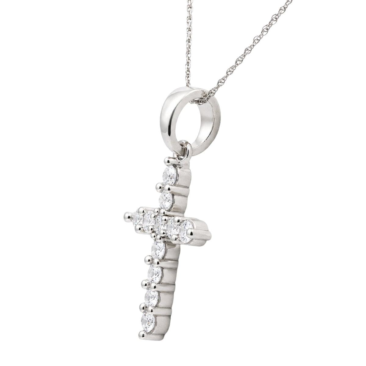2 ct. T.W. Lab-Grown Diamond Round Cross Pendant Necklace in Sterling Silver or 14K Gold over Silver