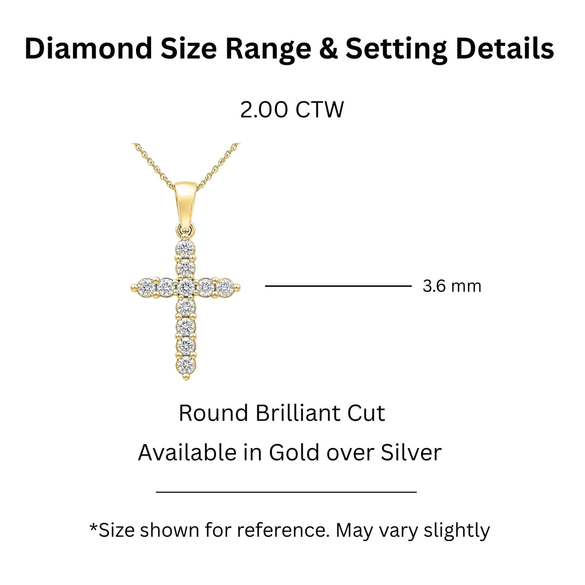 2 ct. T.W. Lab-Grown Diamond Round Cross Pendant Necklace in Sterling Silver or 14K Gold over Silver