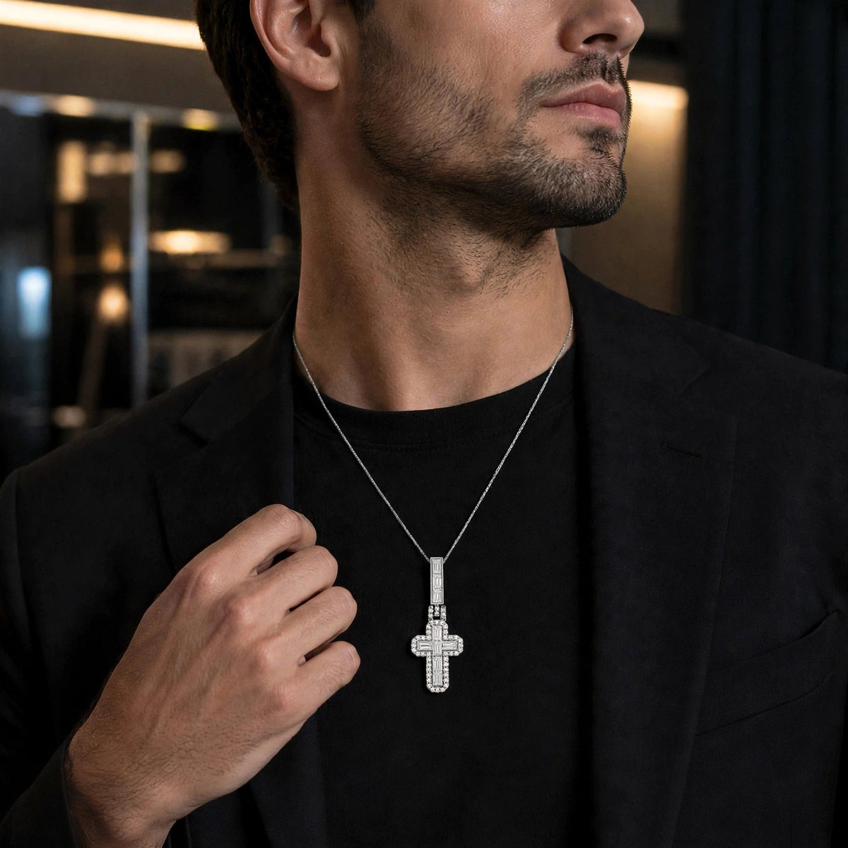 4 ct. T.W. Lab-Grown Diamond Round Cross Pendant Necklace in Sterling Silver or 14K Gold over Silver