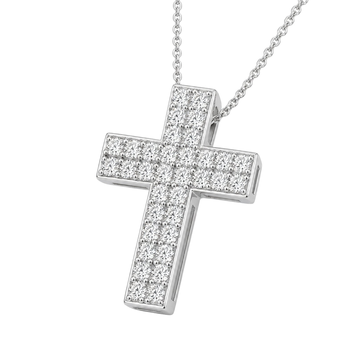 3 ct. T.W. Lab-Grown Diamond Round Cross Pendant Necklace in Sterling Silver or 14K Gold over Silver