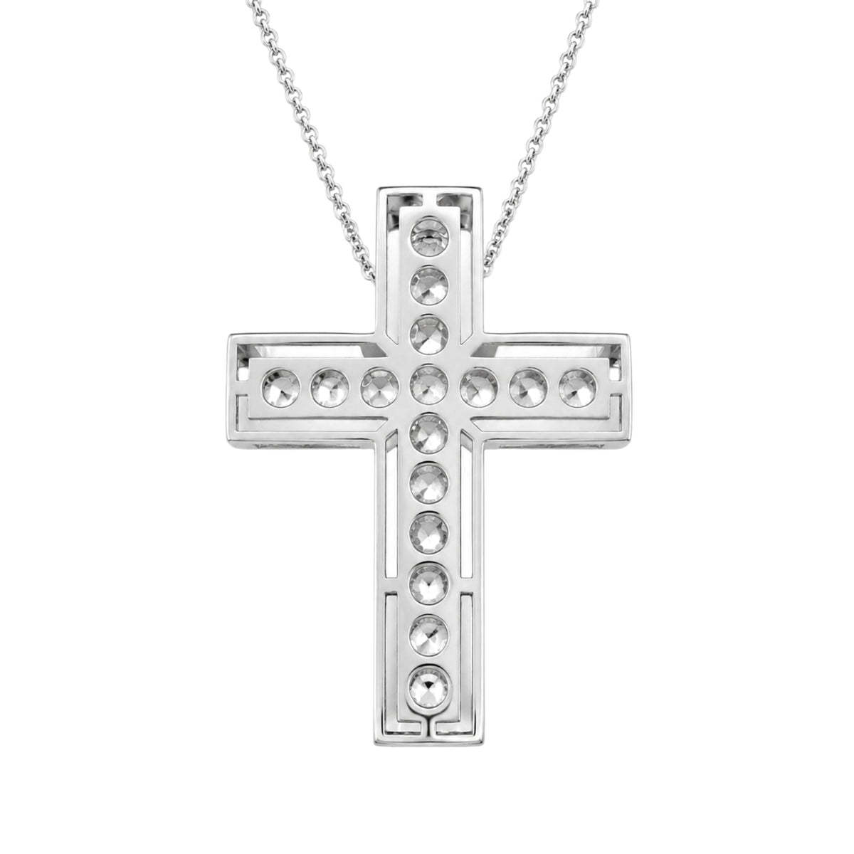 3 ct. T.W. Lab-Grown Diamond Round Cross Pendant Necklace in Sterling Silver or 14K Gold over Silver