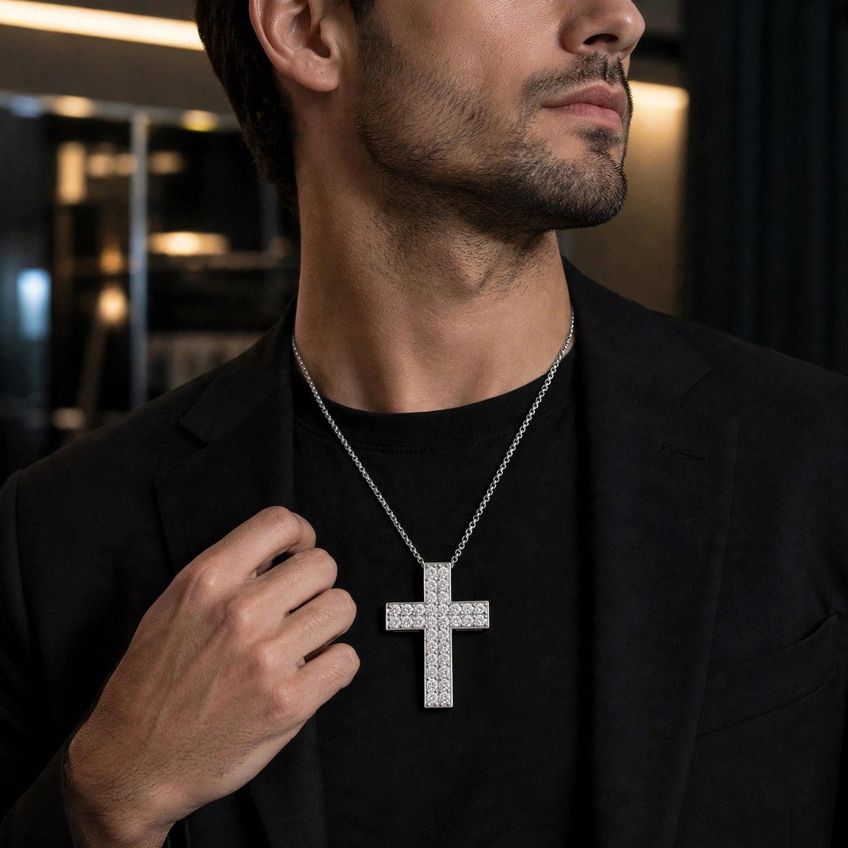 3 ct. T.W. Lab-Grown Diamond Round Cross Pendant Necklace in Sterling Silver or 14K Gold over Silver