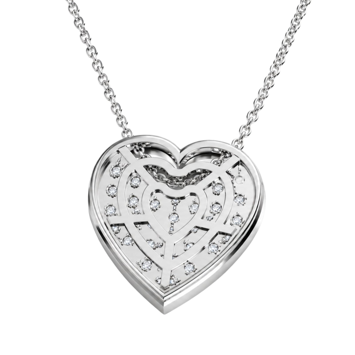 1 ct. T.W. Lab-Grown Diamond Round Heart Pendant Necklace in Sterling Silver & 14K Gold over Silver