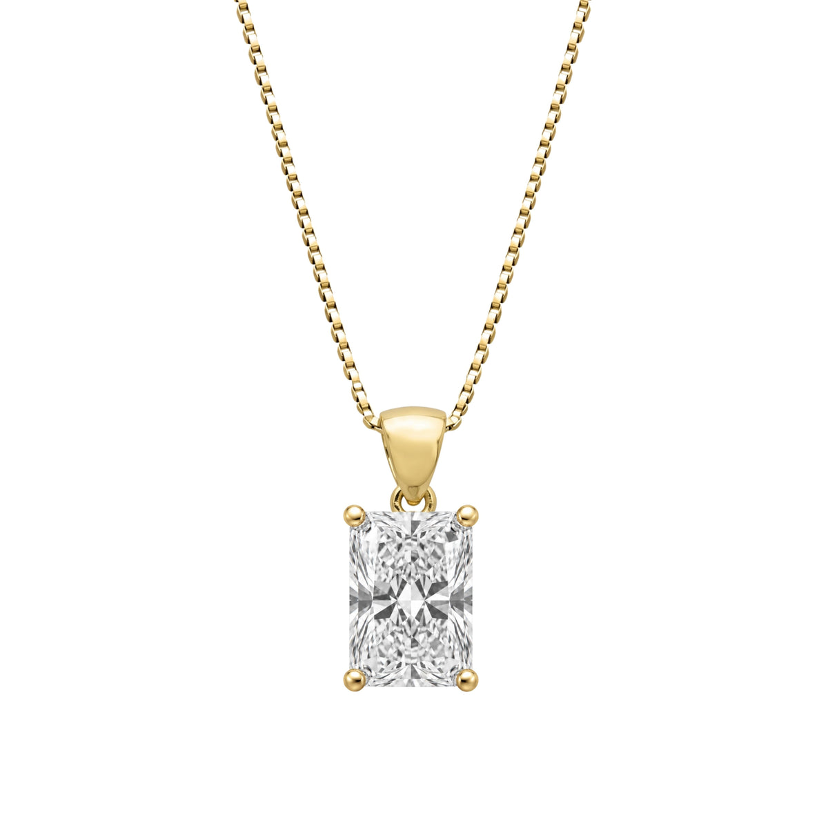 Lab-Grown Diamond Radiant Solitaire Pendant Necklace in 14K White Gold or 14K Yellow Gold