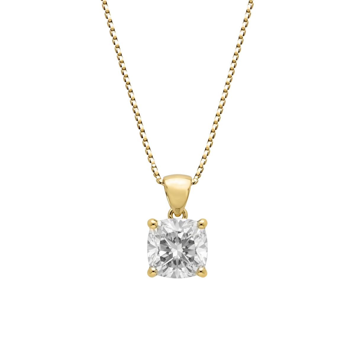 Lab-Grown Diamond Cushion Solitaire Pendant Necklace in 14K White Gold or 14K Yellow Gold