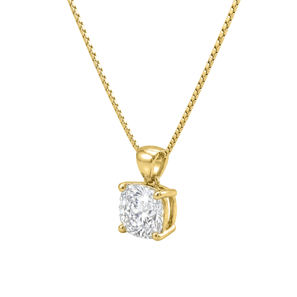 Lab-Grown Diamond Cushion Solitaire Pendant Necklace in 14K White Gold or 14K Yellow Gold