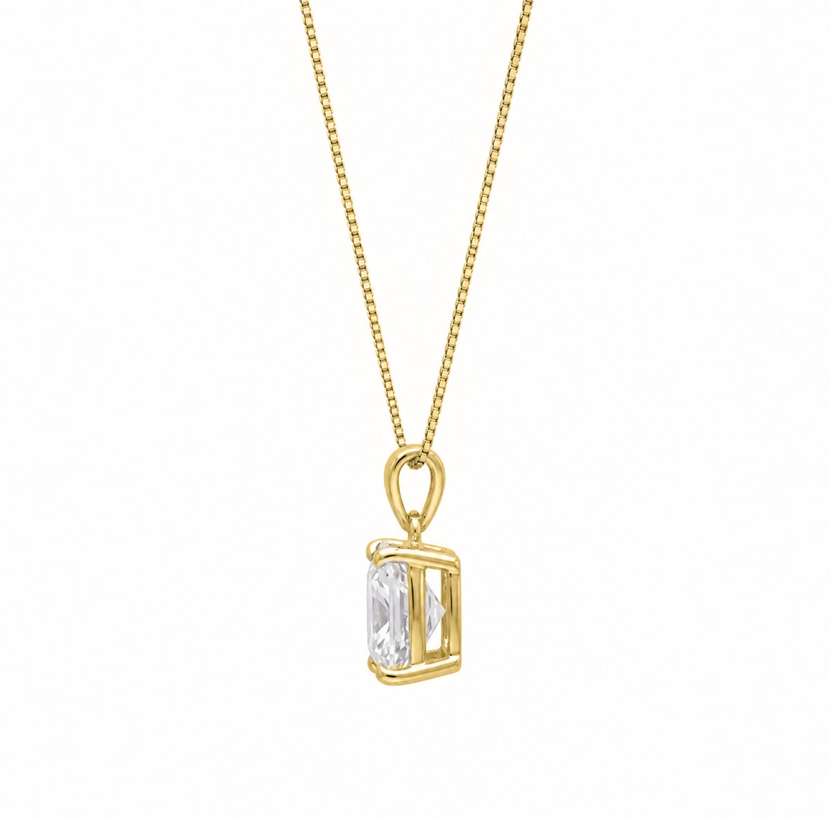 Lab-Grown Diamond Cushion Solitaire Pendant Necklace in 14K White Gold or 14K Yellow Gold