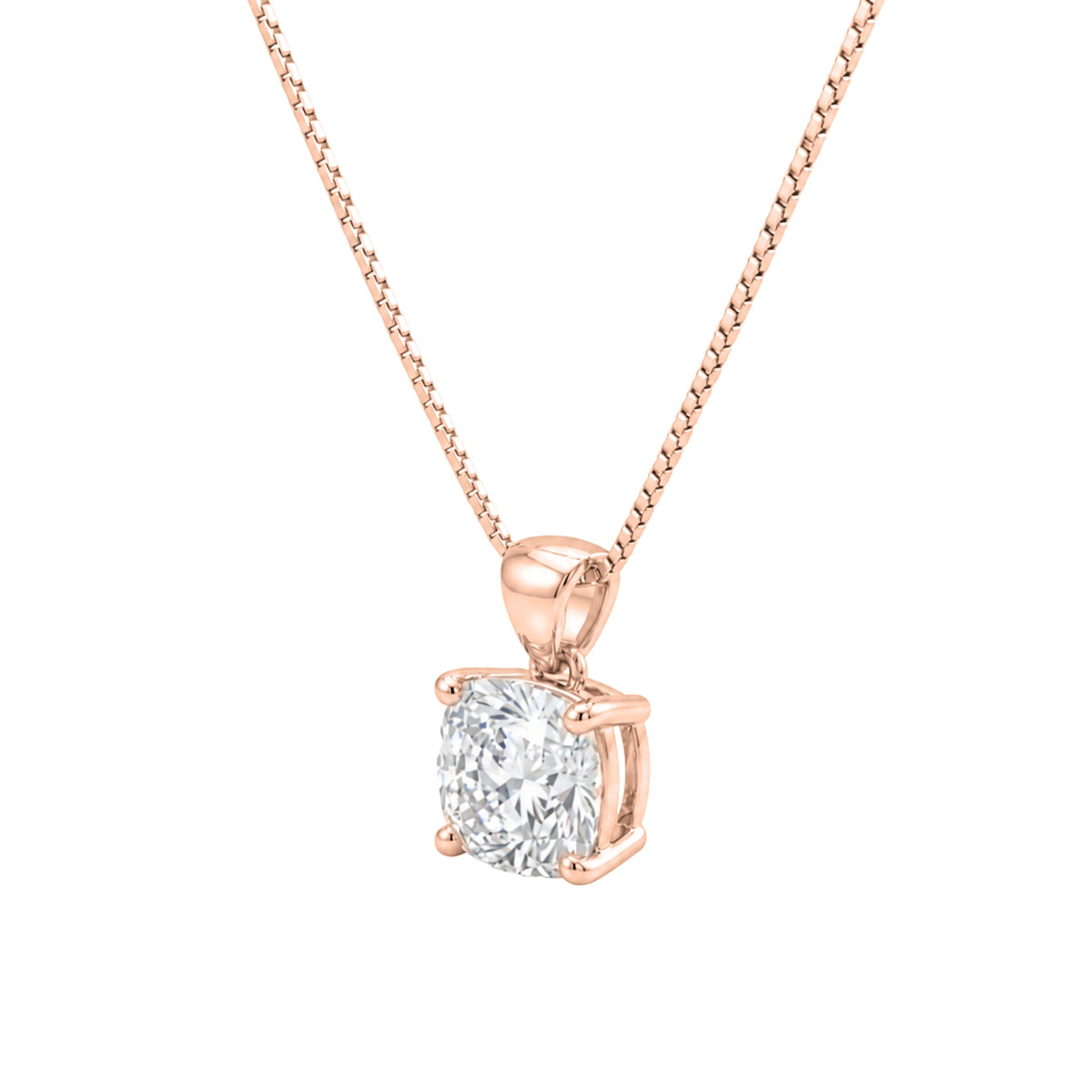 Lab-Grown Diamond Cushion Solitaire Pendant Necklace in 14K White Gold or 14K Yellow Gold