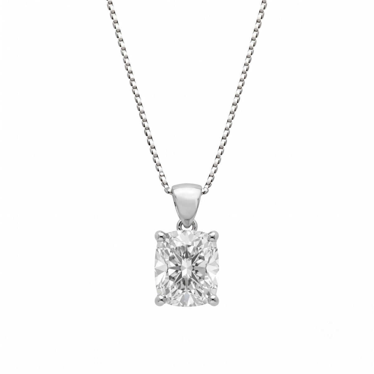 Lab-Grown Diamond Long Cushion Solitaire Pendant Necklace in 14K White Gold or 14K Yellow Gold