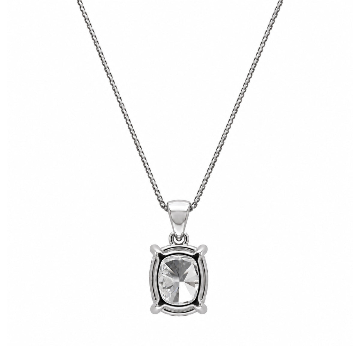 Lab-Grown Diamond Long Cushion Solitaire Pendant Necklace in 14K White Gold or 14K Yellow Gold