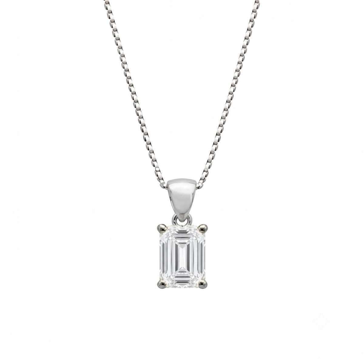 Lab-Grown Diamond Emerald-Cut Solitaire Pendant Necklace in 14K White Gold or 14K Yellow Gold