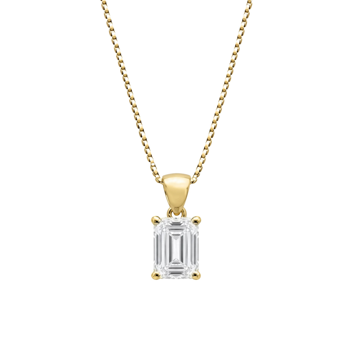 Lab-Grown Diamond Emerald-Cut Solitaire Pendant Necklace in 14K White Gold or 14K Yellow Gold