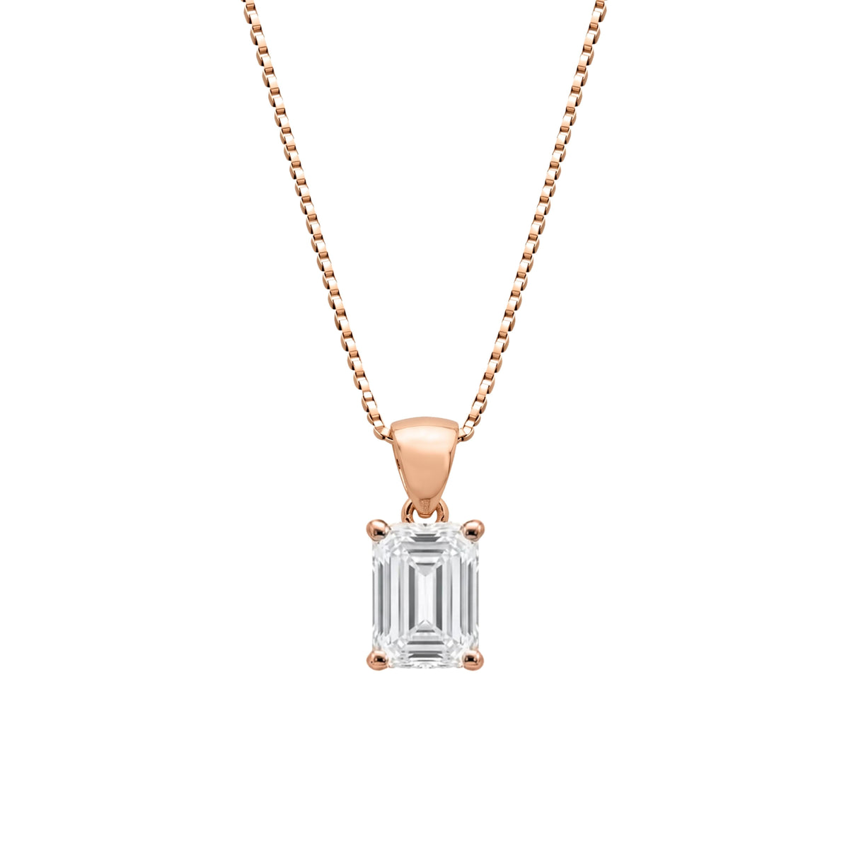 Lab-Grown Diamond Emerald-Cut Solitaire Pendant Necklace in 14K White Gold or 14K Yellow Gold